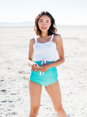 Coral Reef / Manava Swim Aqua High-Waist Bottoms M